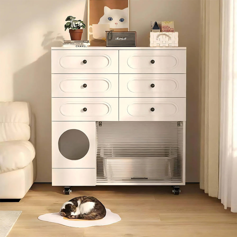Eeeza Movable Cat Litter Storage Cabinet