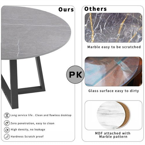 2PCS Nordic Nesting Coffee Table Marble Side End Tables Round Plate Home Office