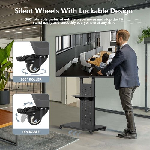 32"-65" Floor TV Stand Rotating TV Mount Bracket Height Adjustable