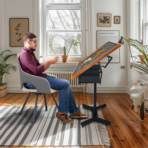 1500 Piece Jigsaw Puzzle Table 4 Adjustable Angle with Cover & 2 Storage Drawers