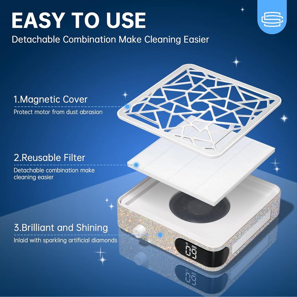 Professional Brushless Nail Dust Collector: 48W Efficient Suction Nail Tech, Collector Extractor Nail Vacuum Multicolor