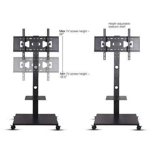 Rolling Trolley TV Floor Stand Portable Television w /Swivel VESA Bracket 32-70"