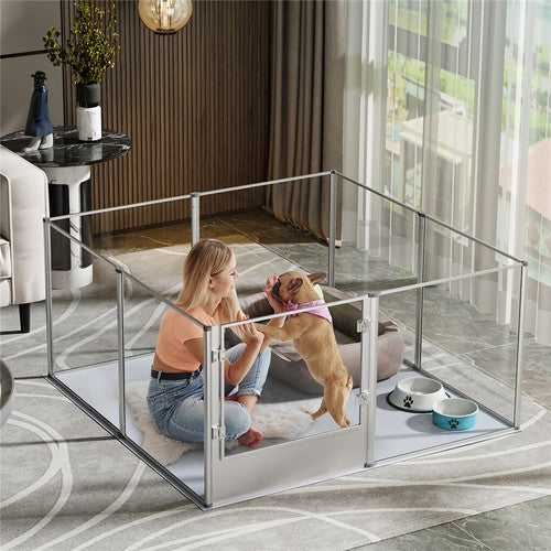 Acrylic Dog Playpen Fertility Fence Dog Whelping Pen w/ Waterproof Mat