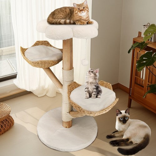 Large Multi-Level Cat Tree Activity Tower Cozy Kitten Play House w/Plush Cushion