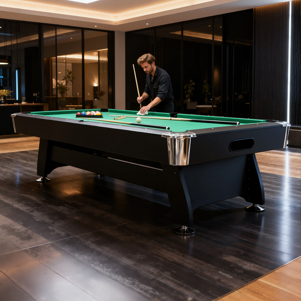 7Ft Billiard table（GREEN），Velvet tablecloth ，with accessories, including 1 set of balls, 2 poles, 1 tripod, 1 brush