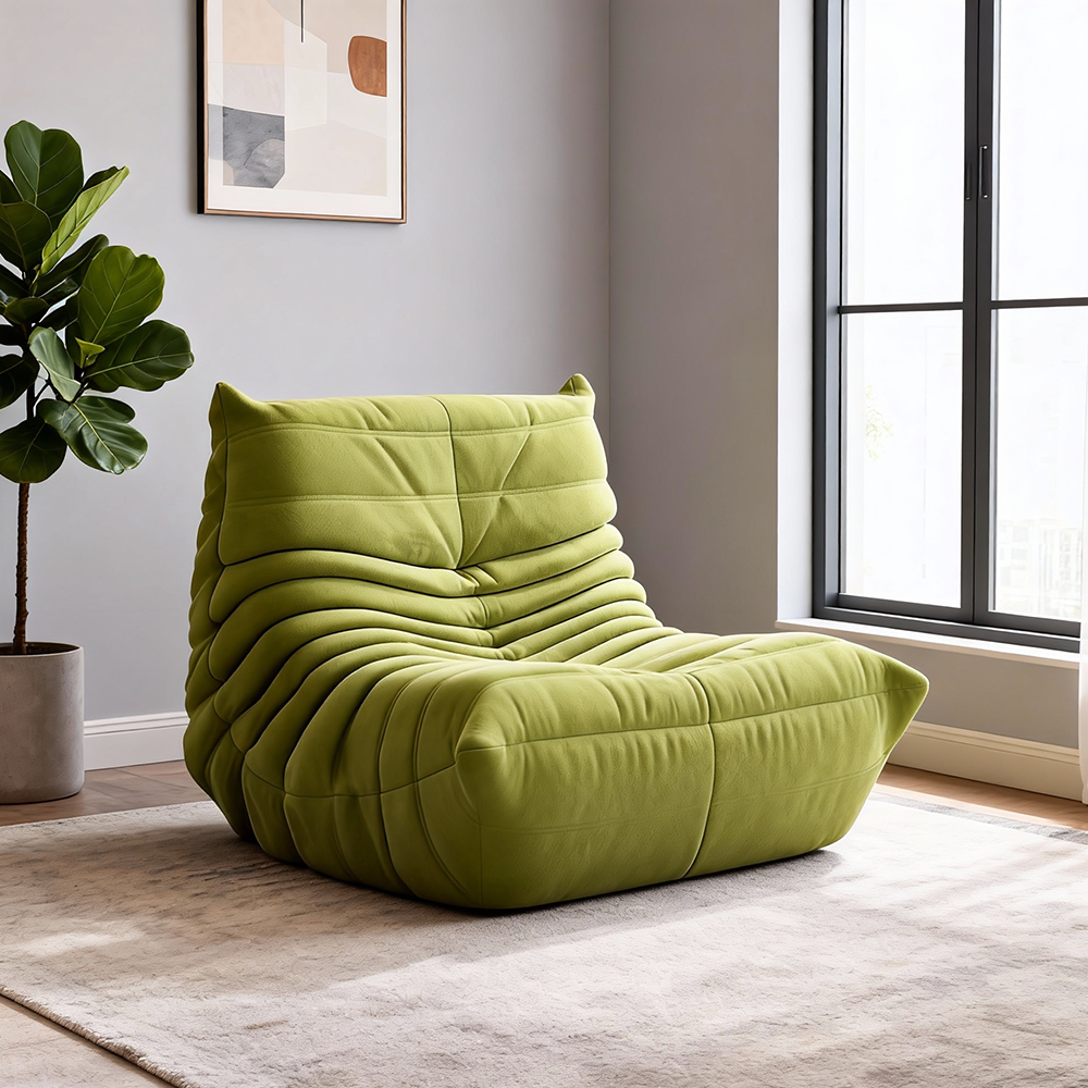 Eeeza Lazy Lounge Chair – Velvet Fold Design, Dual Size Options