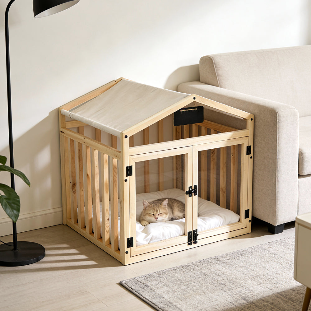 Eeeza Solid Wood Double-door Design Pet House