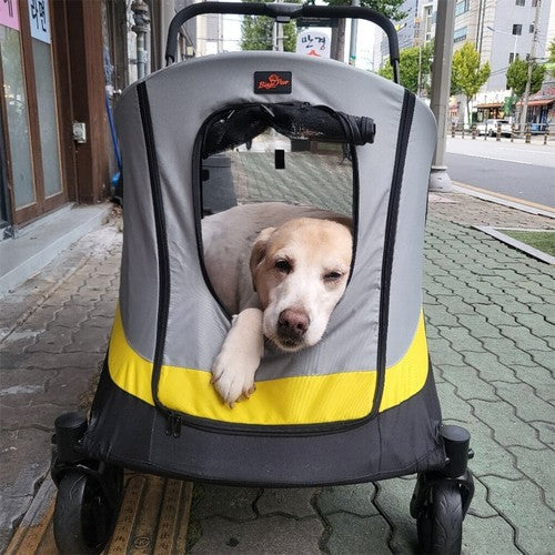 Large Folding Dog Stroller Pet Travel Carriage Stroller with Rain Cover