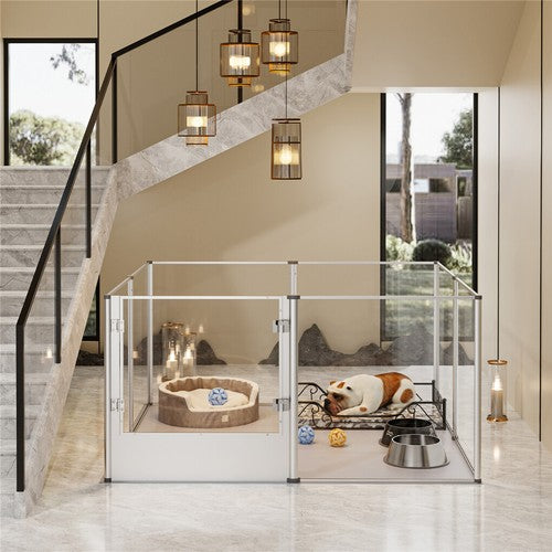 Acrylic Dog Playpen Fertility Fence Dog Whelping Pen w/ Waterproof Mat