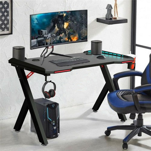 Gaming Desk Computer Table PC Laptop RGB LED Lights Racing Gamer Workstation 40"