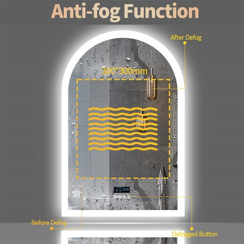 Arched LED Backlit Bathroom Mirror Music Bluetooth Speaker Vanity Mirror 3 Color