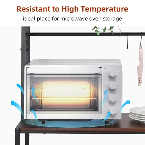 5Tier Kitchen Baker's Rack Utility Storage Shelf Microwave Oven Stand w/ 10Hooks