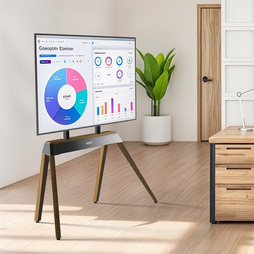 40-86" TV Floor Stand Strong Solid Wood Shelf TV Mount Stand Loads up to 110lbs