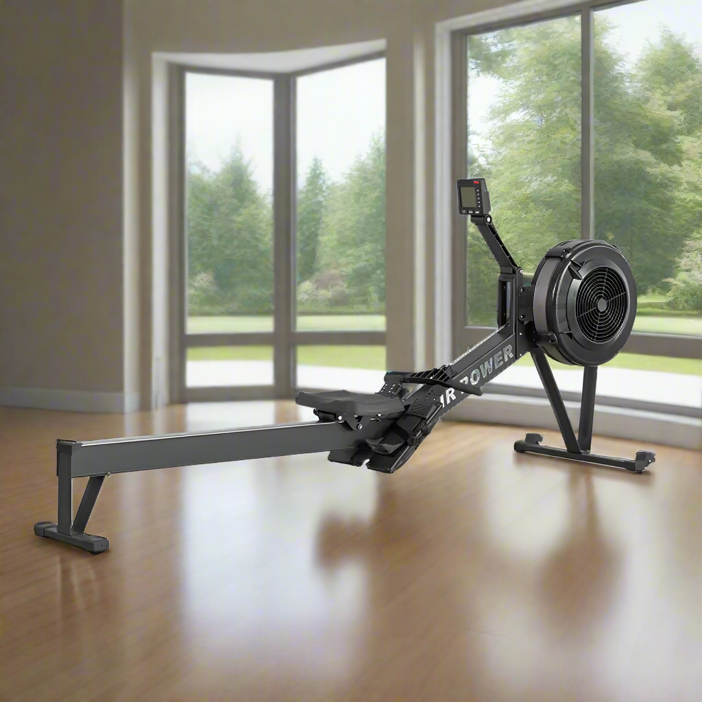 Eeeza Air Resistance Rowing Machine with 10-Level Wind Adjustment & LED Monitor