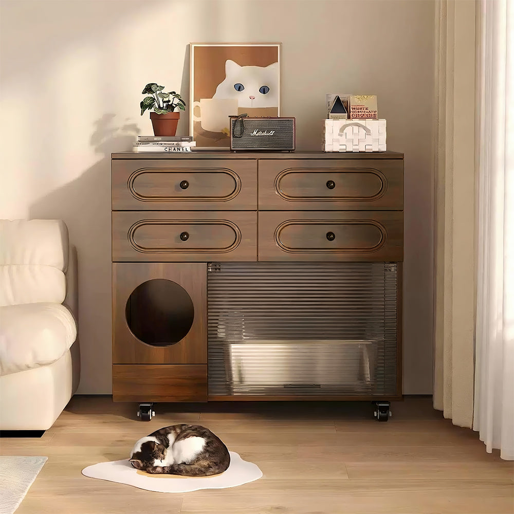 Eeeza Movable Cat Litter Storage Cabinet