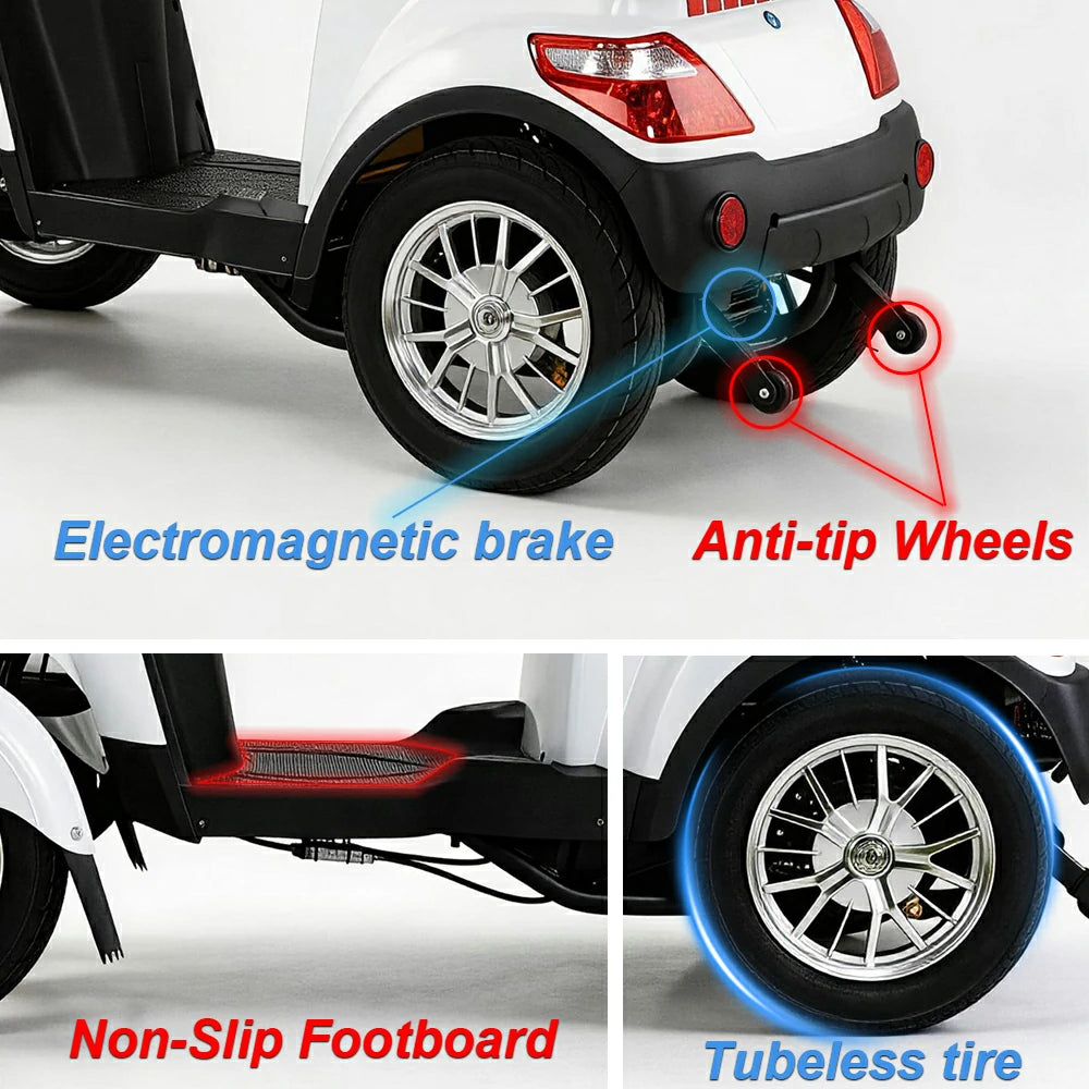Eeeza 4-Wheel Electric Mobility Scooter with 3 Selectable Speed Modes and 500W Motor, 150kg Max Load