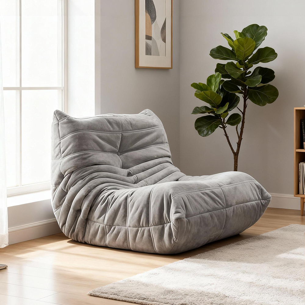 Eeeza Lazy Lounge Chair – Velvet Fold Design, Dual Size Options