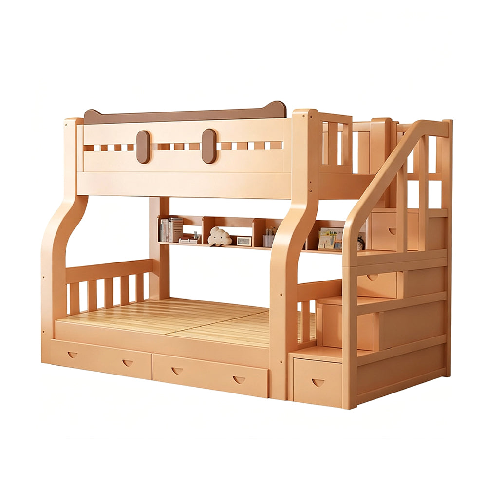 Eeeza Pine Wood Frame Bunk Bed Safety Rails Big Storage