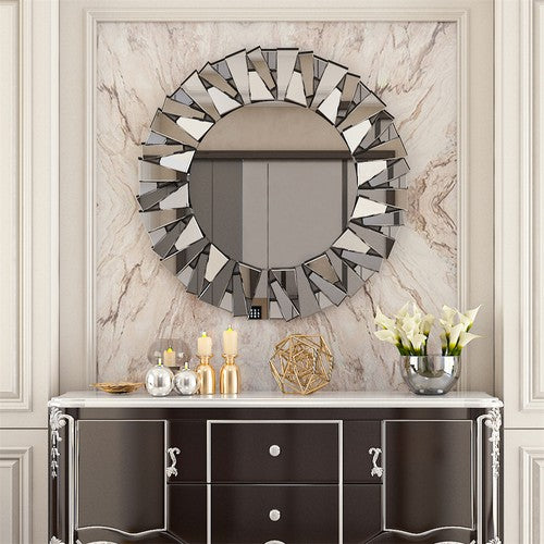 80CM Large Decorative Mirror Unique 3D Starburst Wall Mirror with Beveled Edge
