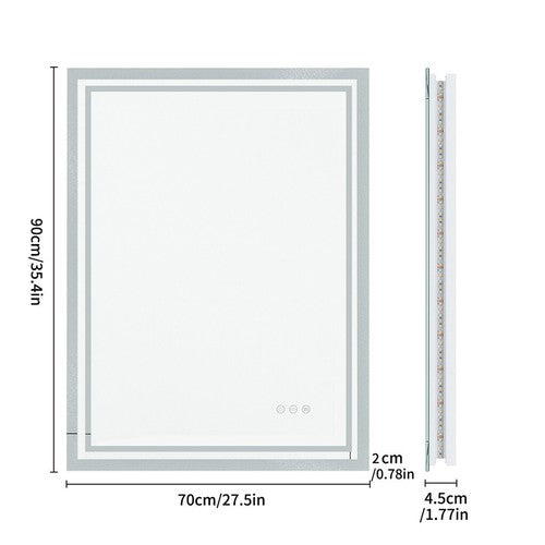 70/80/90CM XXL Bathroom Mirror LED Dimmable Makeup Vanity Mirror IP65