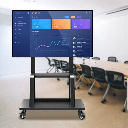 Mobile TV Cart for 32-100" Height Adjustable Rolling Floor TV Stand w/ Dual Tray