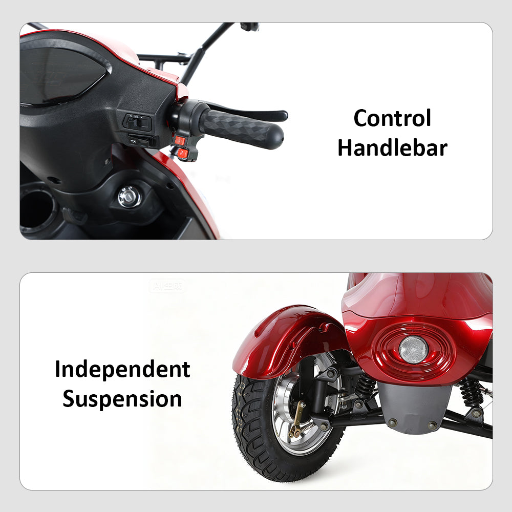Eeeza B03B Mobility Scooter with Canopy & Windshield, 500W 60V20Ah