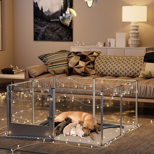 Acrylic Dog Playpen Fertility Fence Dog Whelping Pen w/ Waterproof Mat