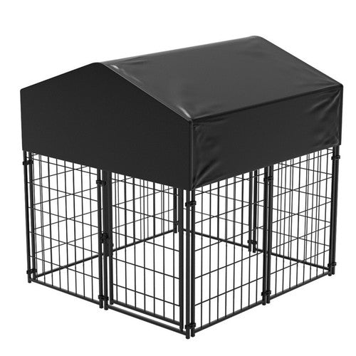 Lockable Dog House Kennel Pet Playpen with Water-Resistant Roof for Medium Dog