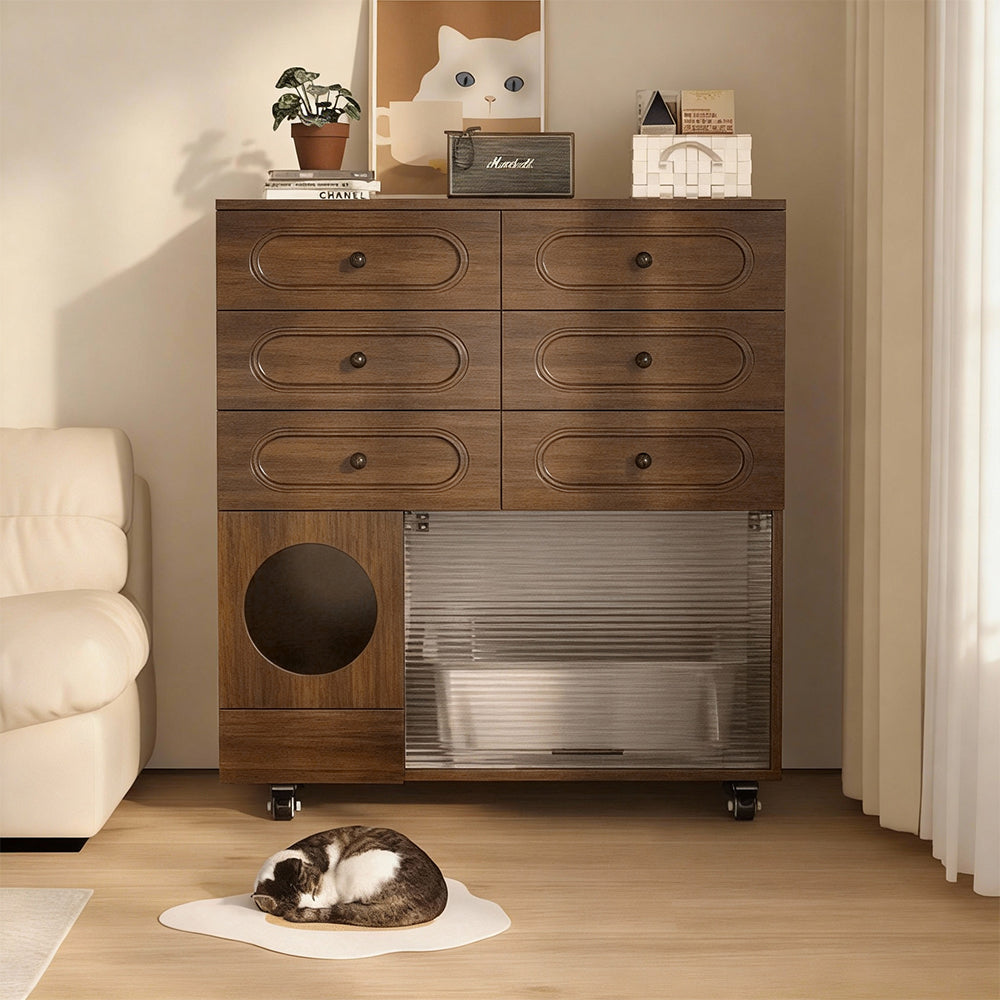 Eeeza Movable Cat Litter Storage Cabinet