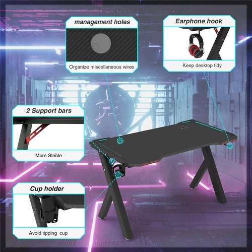 Gaming Desk Computer Table PC Laptop RGB LED Lights Racing Gamer Workstation 40"