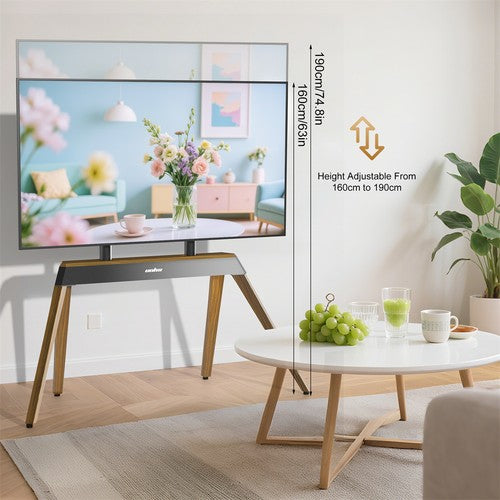 40-86" TV Floor Stand Strong Solid Wood Shelf TV Mount Stand Loads up to 110lbs