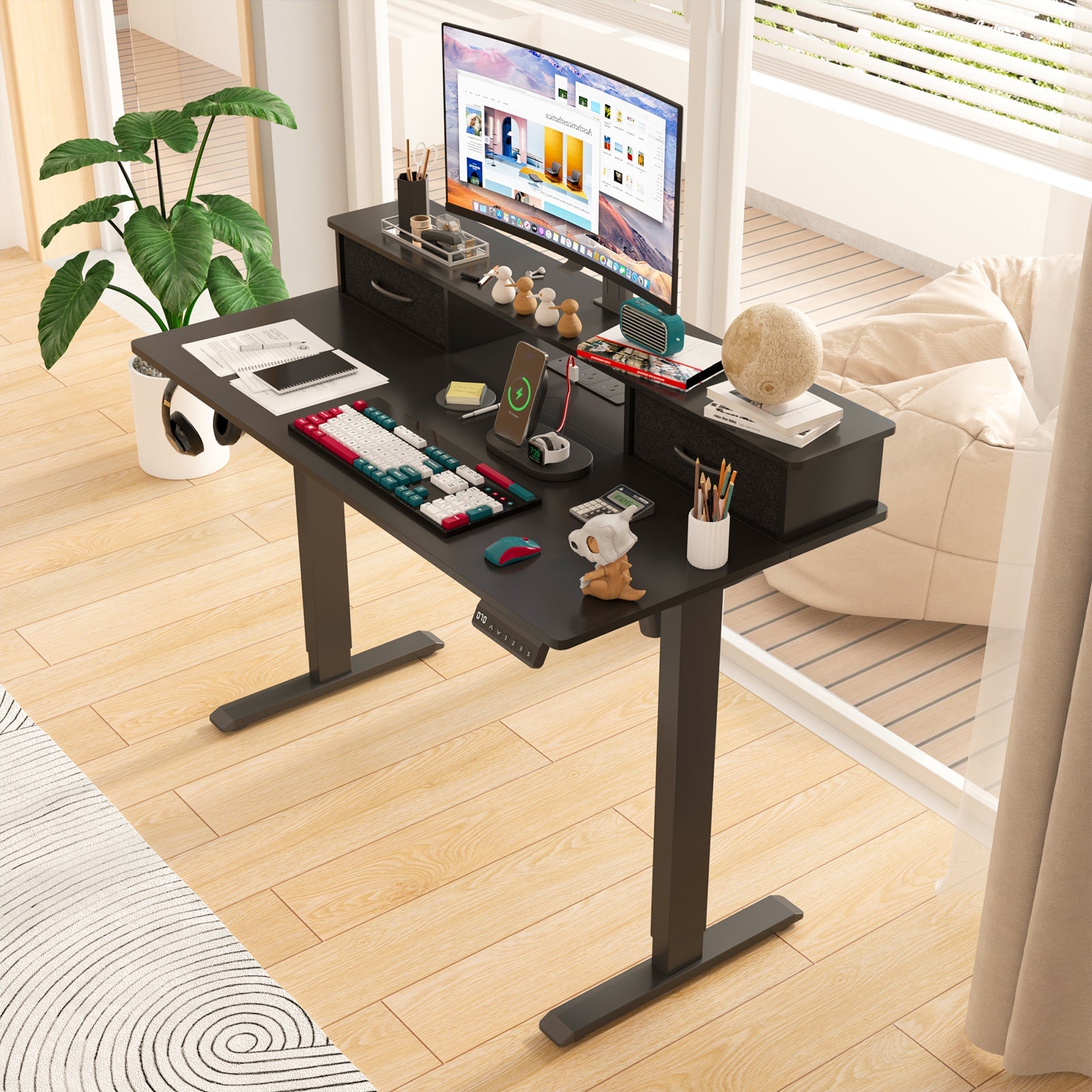 Advwin Electric Standing Desk with Monitor Stand