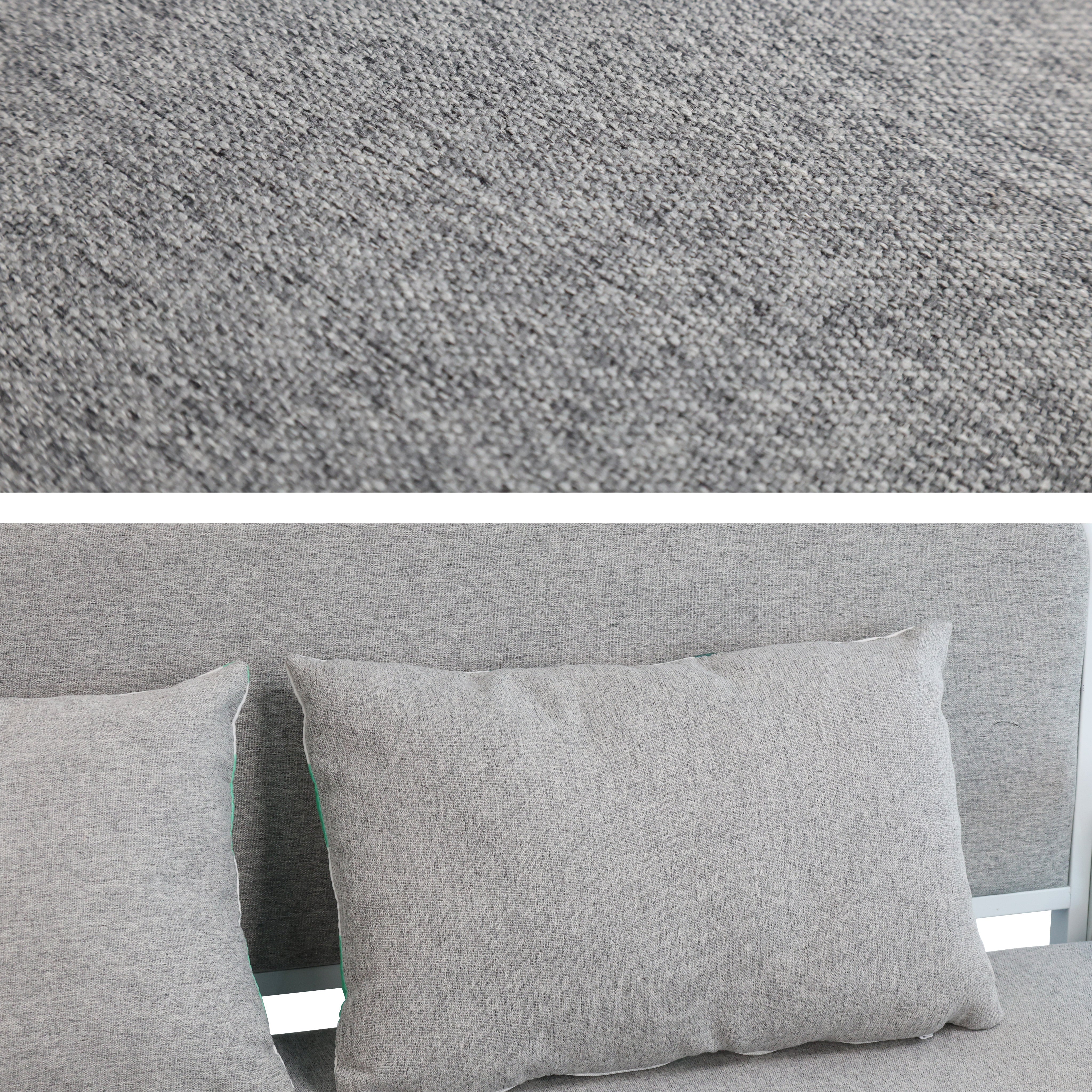 Eeeza Convertible Sofa Bed with Pillows, Side Pockects and Storage Compartment, Carbon Steel and Linen Cotton