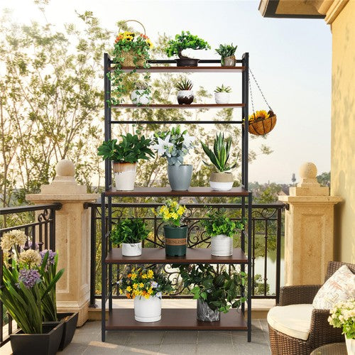 5Tier Kitchen Baker's Rack Utility Storage Shelf Microwave Oven Stand w/ 10Hooks