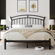 Eeeza Metal Bed Frame with Headboard, Queen Size, Black