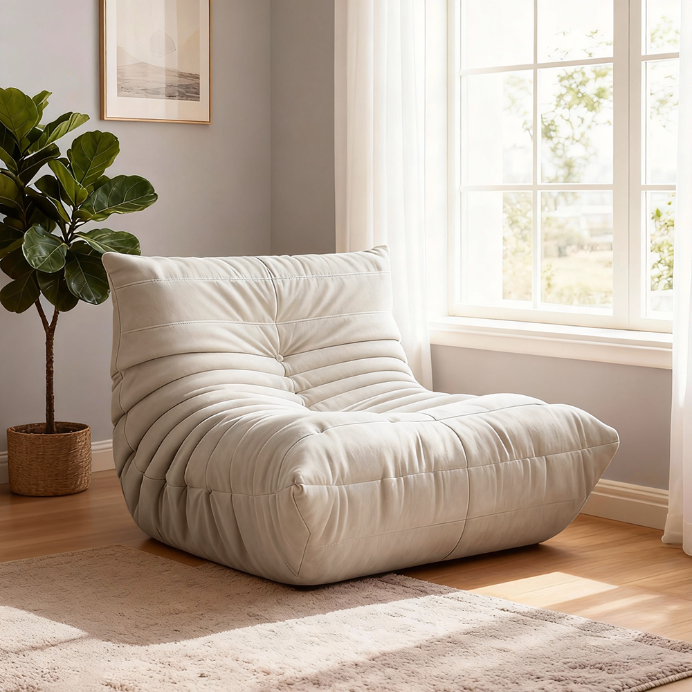 Eeeza Lazy Lounge Chair – Velvet Fold Design, Dual Size Options