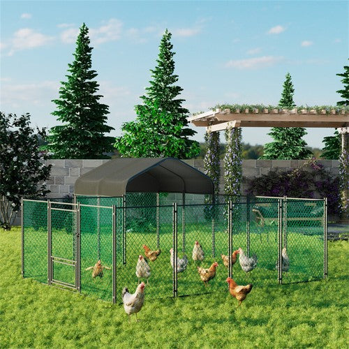 Large Iron Walk-in Chicken Run Coop Heavy Duty Poultry Rabbit Kennel Hutch Pen