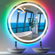 Smart Round RGB Bathroom Mirror Bluetooth Speaker Shower Mirror Anti-Fog Memory
