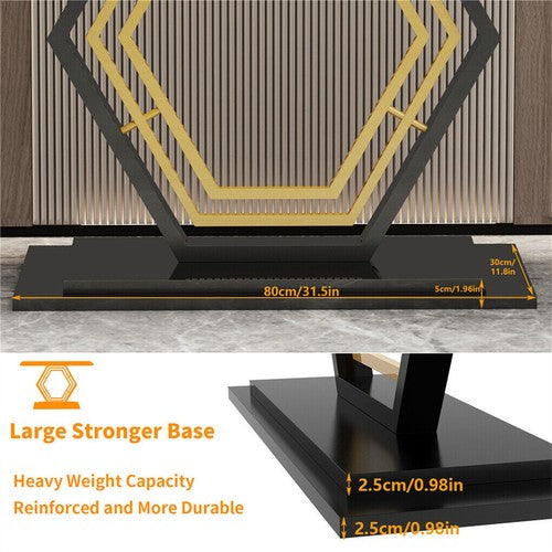 Solid Marble Console Table Entryway Table Hexagon Metal Frame Sofa Behind Table