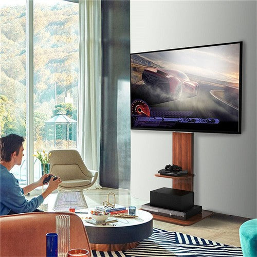 32-65" Unique Ergonomic Floor TV Stand Universal TV Stand Mount with Open Shelf
