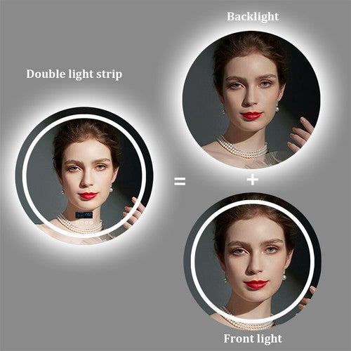 Dual Lights Bluetooth LED Bathroom Mirror Anti-fog Makeup Mirror Shatter-proof