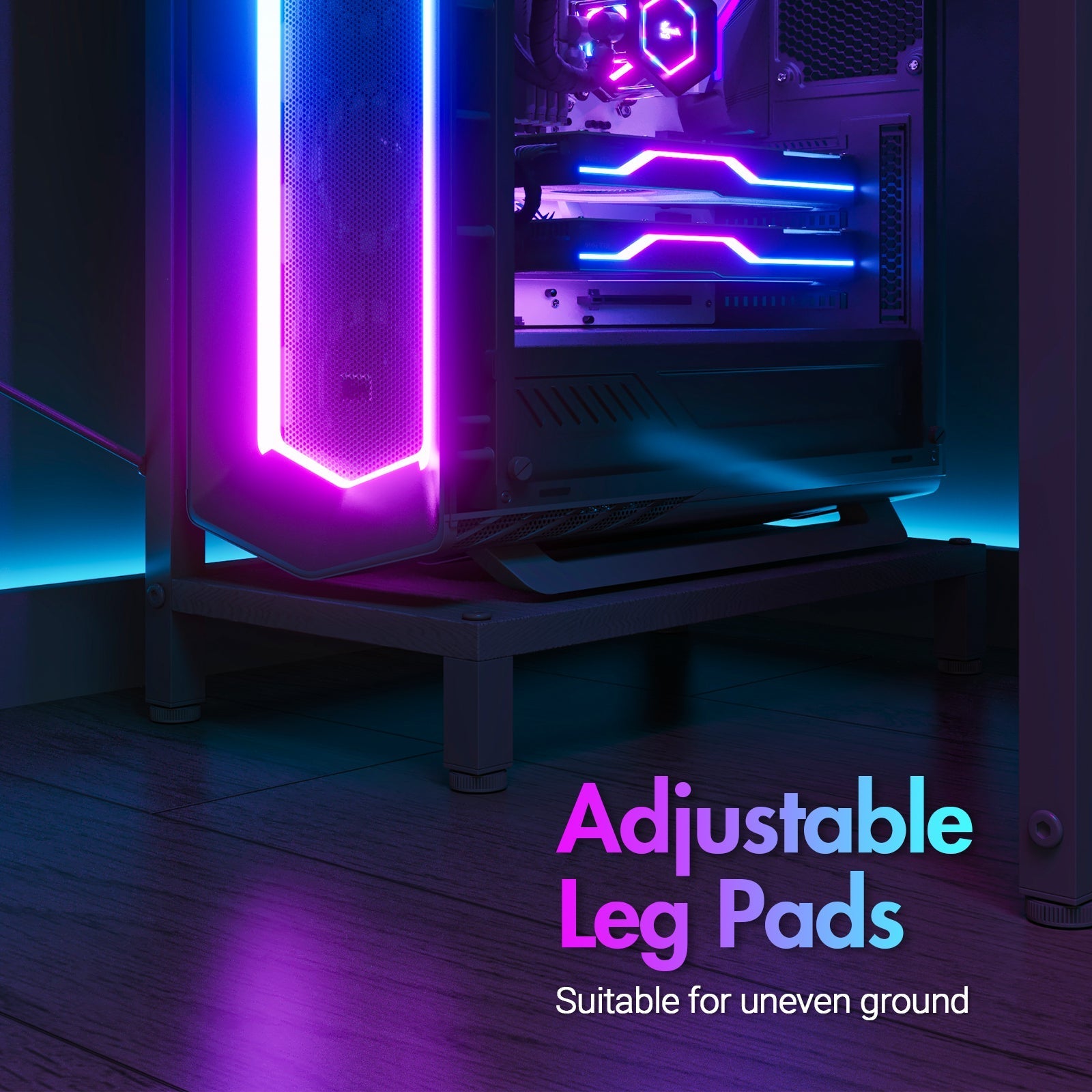 Advwin L Shaped Gaming Desk with LED Lights Black