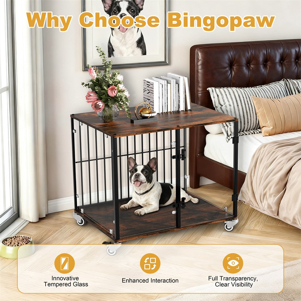 Strong Tempered Glass Dog Cage Furniture Side Table Dog Kennel