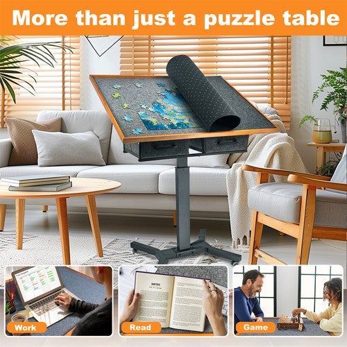 1500 Piece Jigsaw Puzzle Table 4 Adjustable Angle with Cover & 2 Storage Drawers