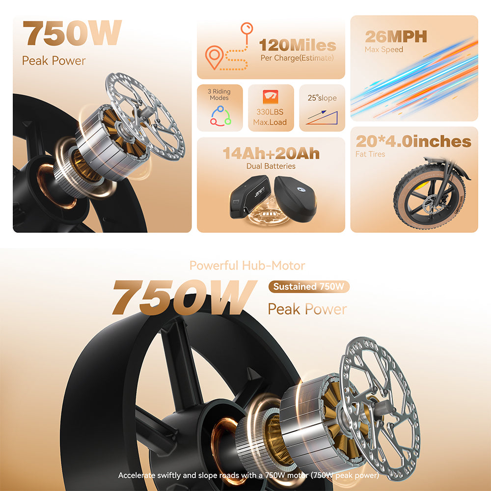 JANSNO High-Carbon Steel Electric Bicycle With 750W Brushless DC Motor