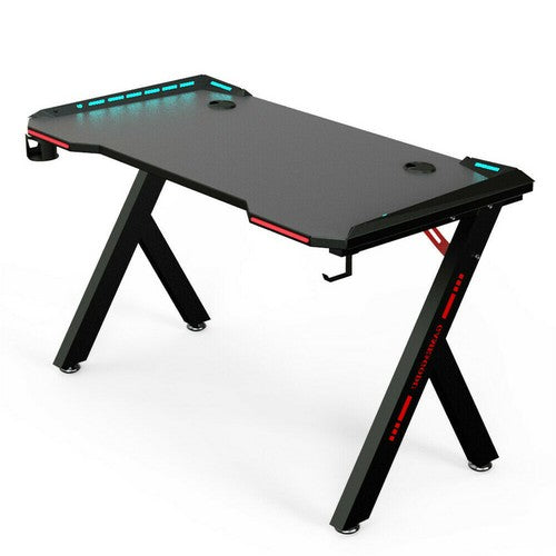 Gaming Desk Computer Table PC Laptop RGB LED Lights Racing Gamer Workstation 40"