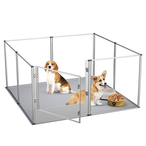 Acrylic Dog Playpen Fertility Fence Dog Whelping Pen w/ Waterproof Mat
