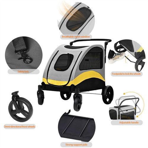 XX-Large Foladble Dog Pet Mobile Stroller Stable Jogger Carrier Holds up to 65KG