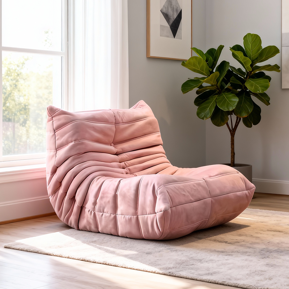 Eeeza Lazy Lounge Chair – Velvet Fold Design, Dual Size Options