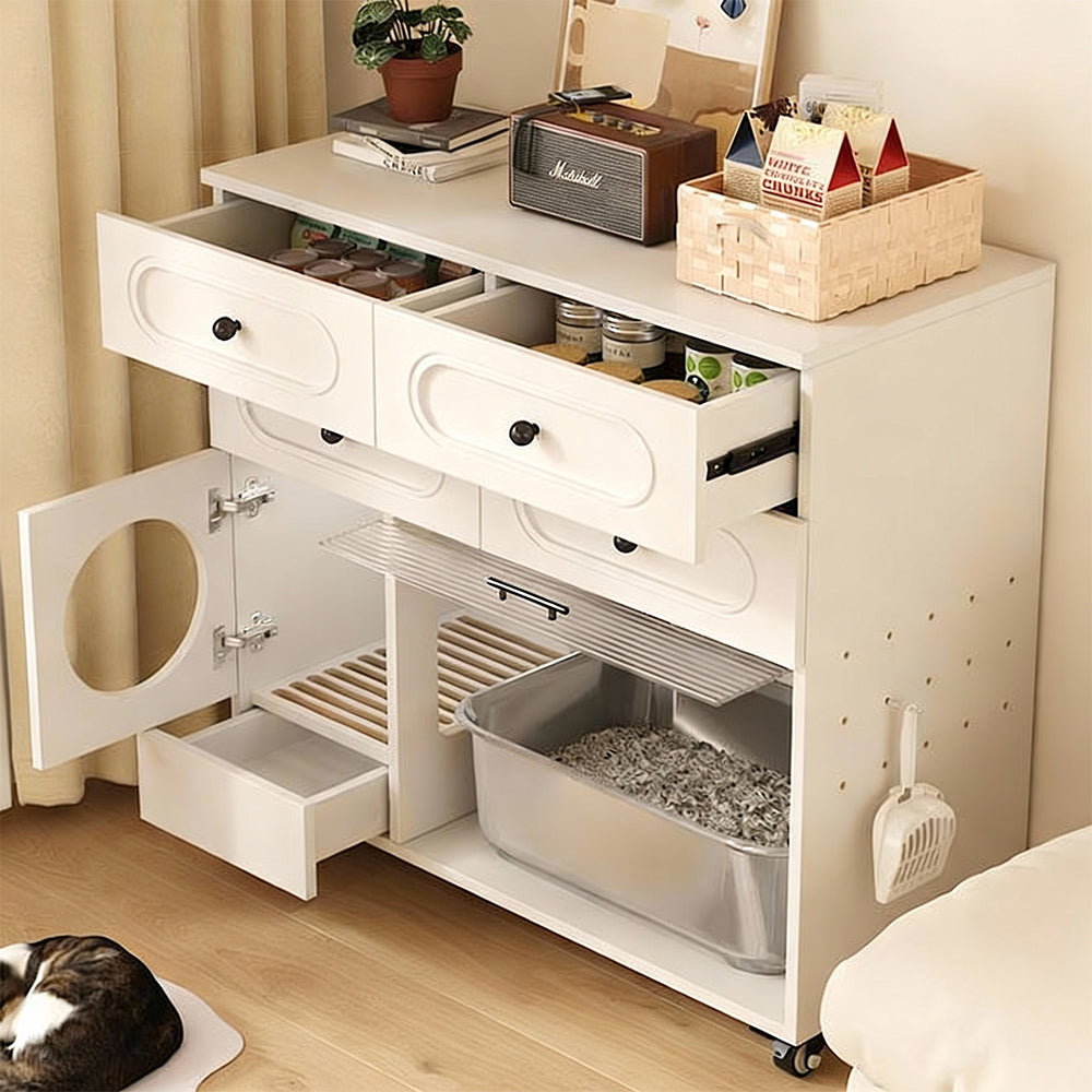 Eeeza Movable Cat Litter Storage Cabinet